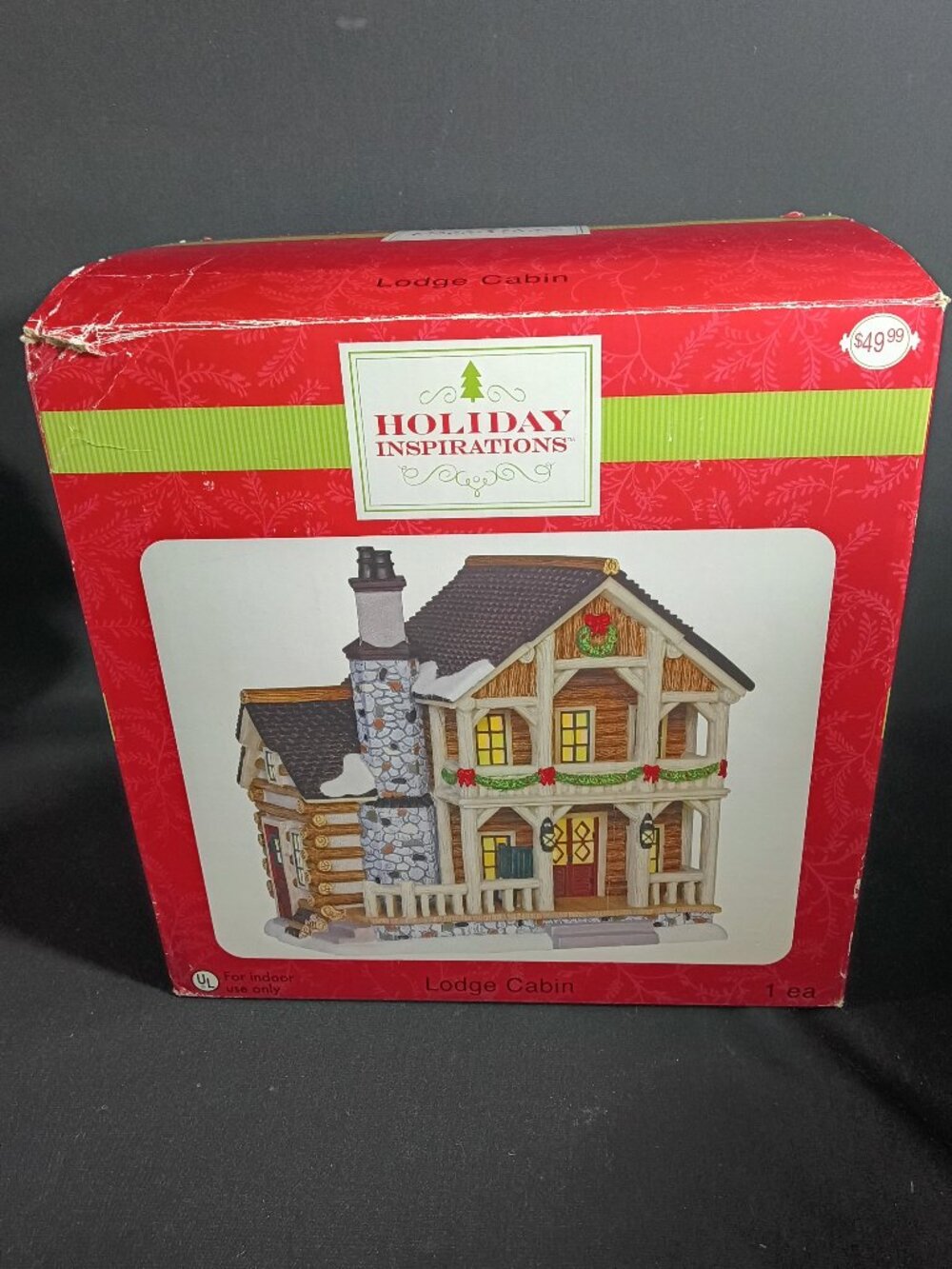 Holiday Inspirations Lodge Cabin Lighted Christmas Village House 2012 JoAnn Box